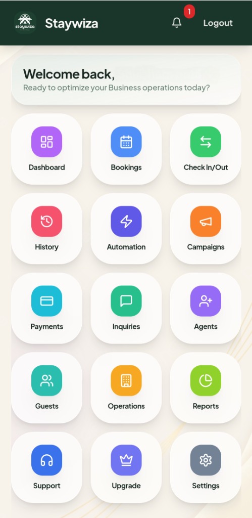 Operations Hub App Menu