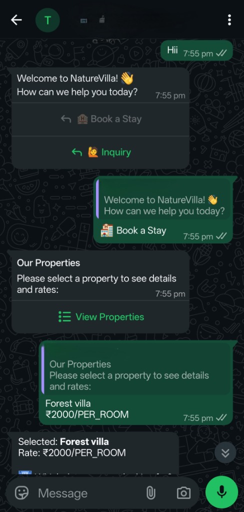 WhatsApp Direct Booking